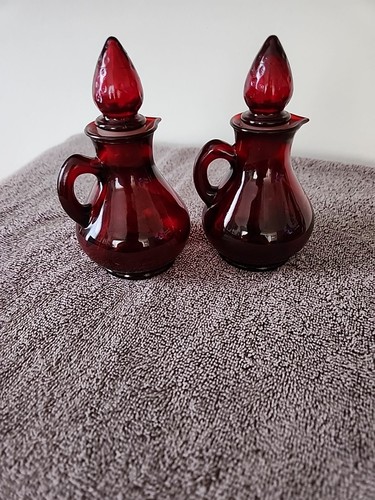 Two Vintage Small Cruet Bottles Avon 1876 Cape Cod Ruby Red Glass ...