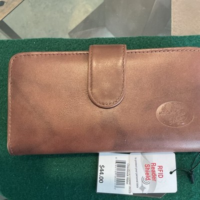 Julia Buxton Heiress Leather Checkbook Wallet Mahogany 39329