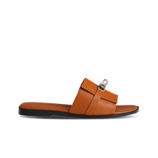 Hermes Giulia Sandal Calfskin Palladium Naturel Women | Leather Sandals