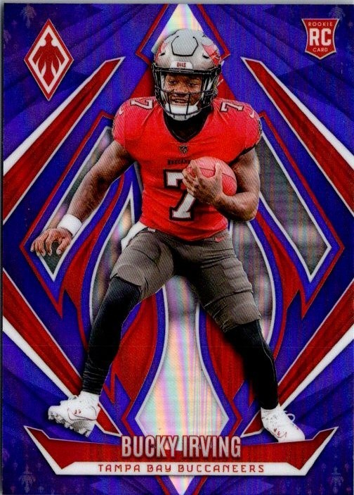 2024 Panini Phoenix Rookies Bucky Irving #166 Purple Fade RC Rookie Buccaneers