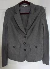 Cabi Grey Wool Blend Cotton Knit Sweater Blazer Jacket SZ M