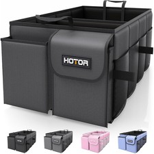 Large Black Foldable Car Trunk Organizer for SUV Sedan 2 Compartments Storage