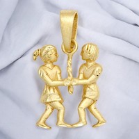 AnhäNger Sternzeichen Zwilling 925 Sterling Silber Gold Vergoldet Matt