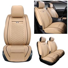 Car Seat Covers Universal 2-seats Leather Protection Cushion Beige