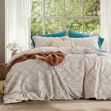 Boho Duvet Cover Queen Size - Queen 90" x 90" 02 - Beige No Comforter 