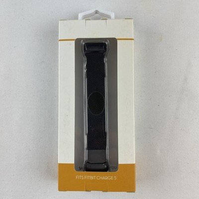 Fitbit Stainless Steel Black Mesh Band for Fitbit Charge 5-Fits Fitbit Charge 6