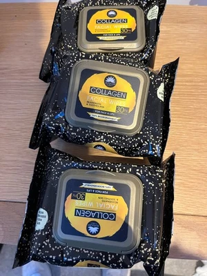 Elysium Spa Collagen Facial Wipes Rejuvenate Biodegradable - 3 x 30 Pack