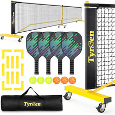 Pickleball Net Set, Pickleball Net on Wheels for Driveway Backyard, 22FT Regular