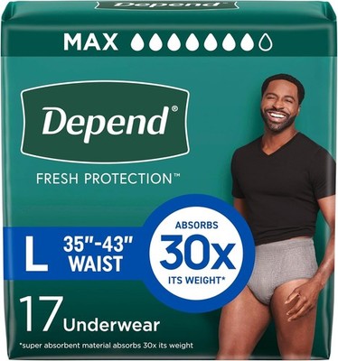 Maximum Absorbency Depend Fresh Protection Diapers for Men - Large, 17 Count