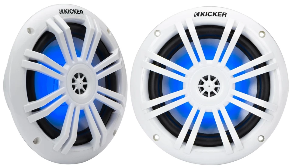 Kicker Boat Bluetooth Gauge Style Receiver, 2x 6.5" 150W Speaker, Antenna, Wire - Image 3 of 4