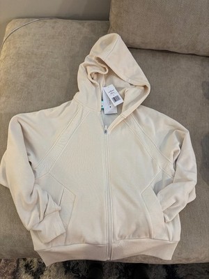Thrive Societe Speckled Plush Off White Jacket - Small. Full Zip