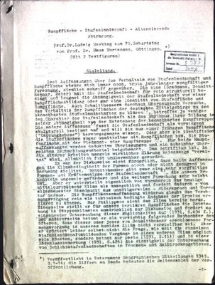 Rumpffläche - Stufenlandschaft - Alternierende Abtragung. Prof. Dr. Ludwig Mecki