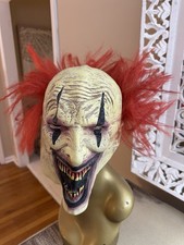 Evil Clown Latex Mask Red Hair Adult Halloween Horror Costume Full Face