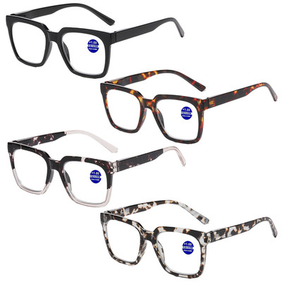 4 PK Chunky Square Reading Glasses Computer Readers Anti Blue Light Eyeglasses