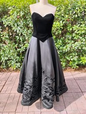 Jovani Women Black Gown Sz 8 Goth Steampunk Beaded Velvet Taffeta Corset Vintage