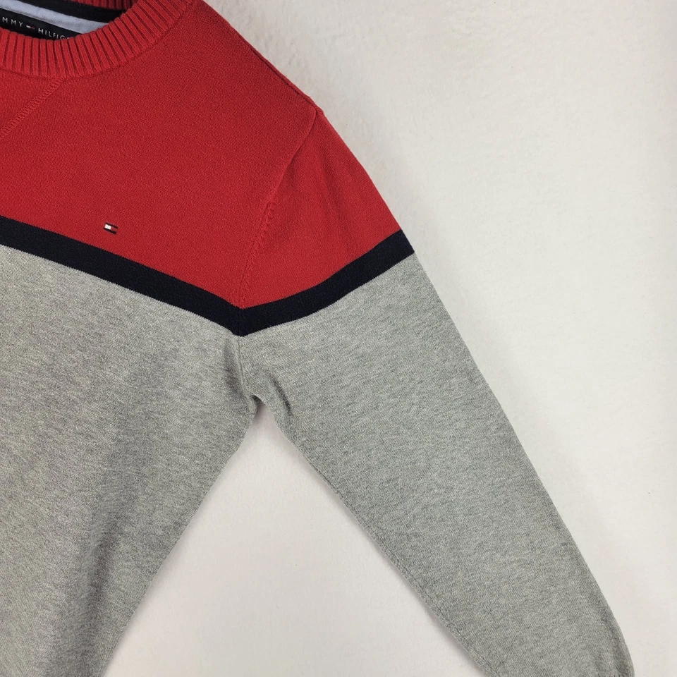 Tommy Hilfiger Colorblock Crewneck Sweater Y2K Retro Preppy Pullover Youth 16-18 - Image 4 of 4