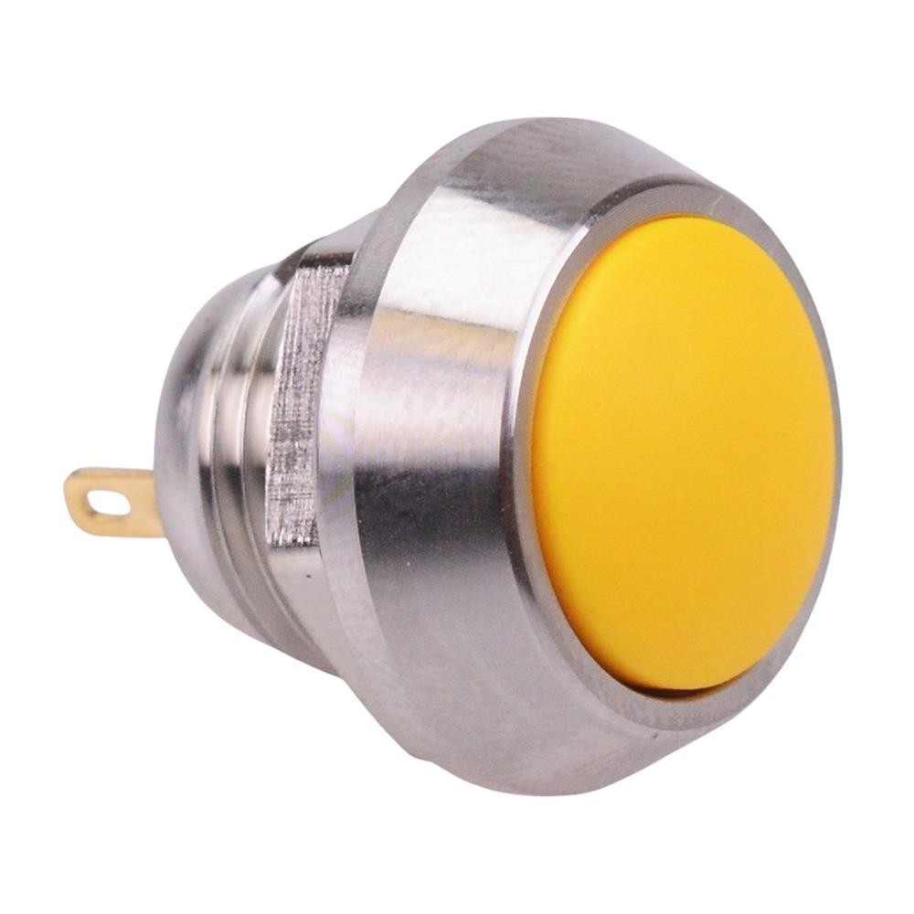Yellow Momentary Vandal Resistant Push Button Switch 2A SPST