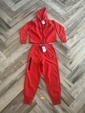 Nike Women's Tech Set Size M Red Zip Up Hoodie Jogger Pants DV6736-657