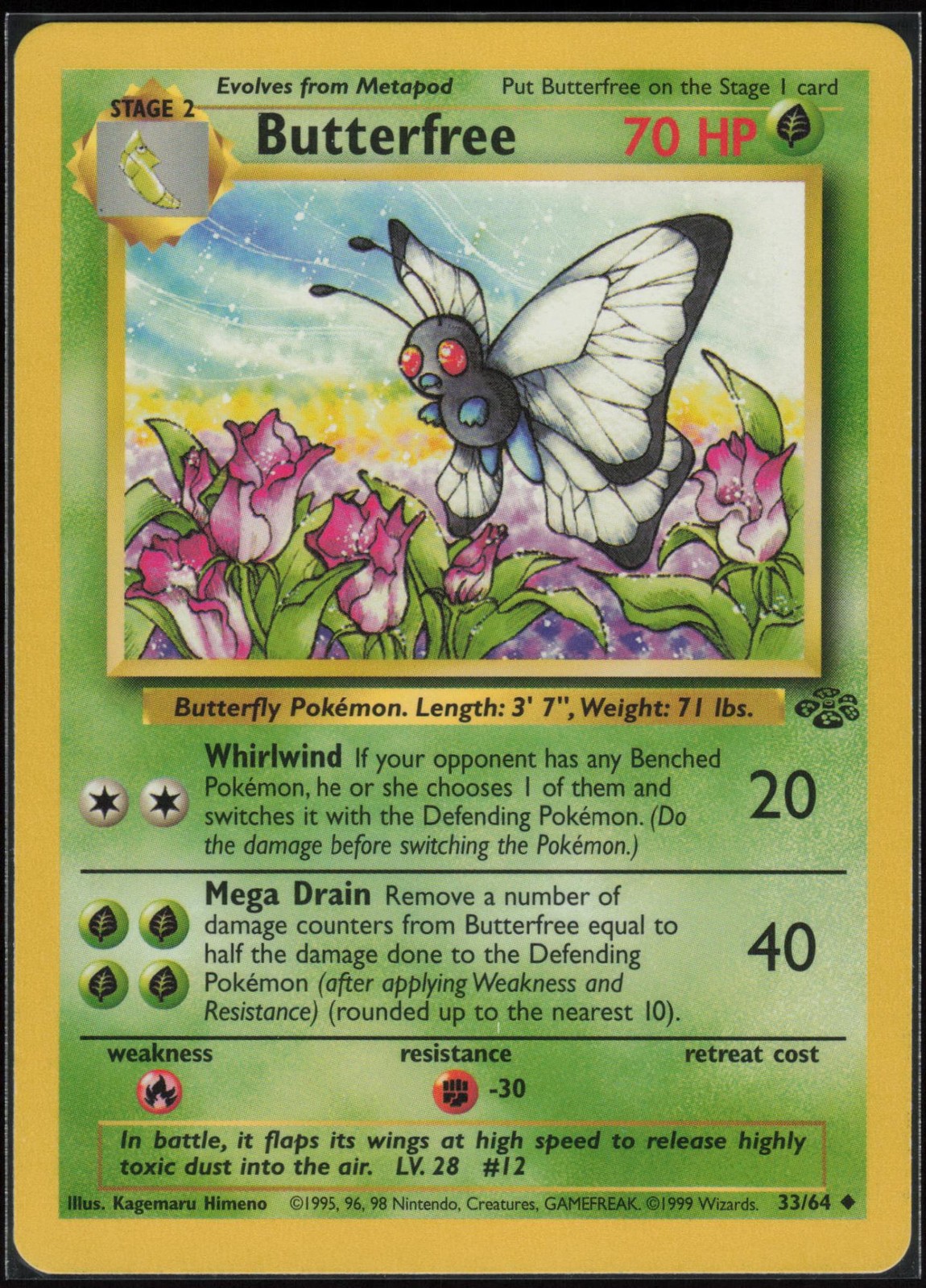 Butterfree 33/64 Uncommon Jungle Pokemon Moderately Played