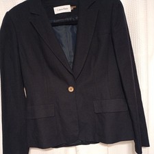 Calvin Klein Women's Navy blueOne Button Blazer Jacket Size 6/ Business Career