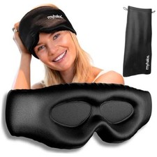 3D Mulberry Silk Sleep Mask for Women Men with Cups, Blackout - Silk Eye
