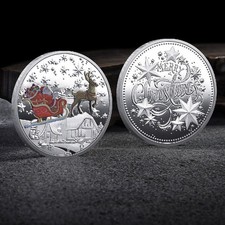 Colored Plated Silver Souvenirs Christmas Gift Commemorative Santa Claus Coin