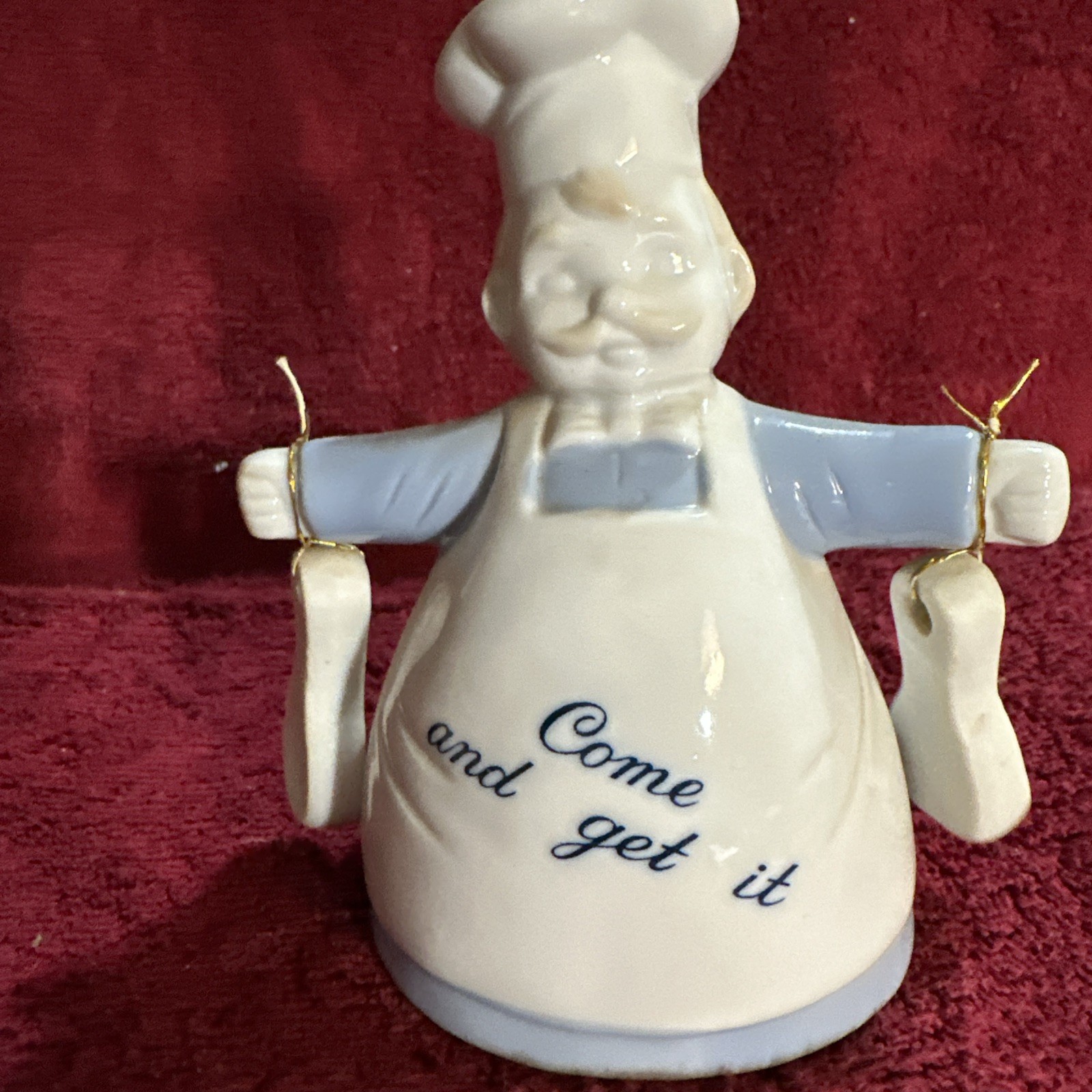 Vintage Chef in Apron Come and Get It Dinner Bell with External Chimes
