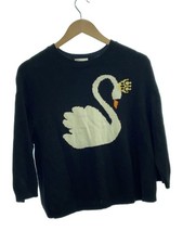 RED VALENTINO Swan Knit Sweater (Thin) S Wool BLK 0000031216