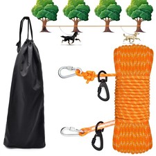 Dog Tie Out Cable for Camping, 100ft Reflective Overhead Trolley System for 2...
