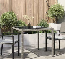 Gartentisch aus Poly Rattan mit gehärtetem Glas - 90x90x75 cm