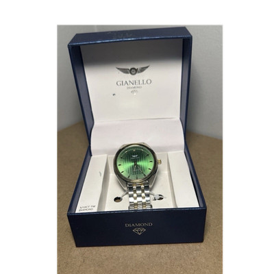 Gianello Diamond Green Dial Two-Tone Bracelet Quartz Analog Watch w/ Box