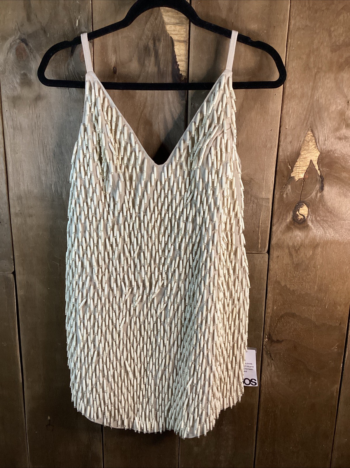 ASOS Design Structured Mini Dress With 3D Cream Color Size 12