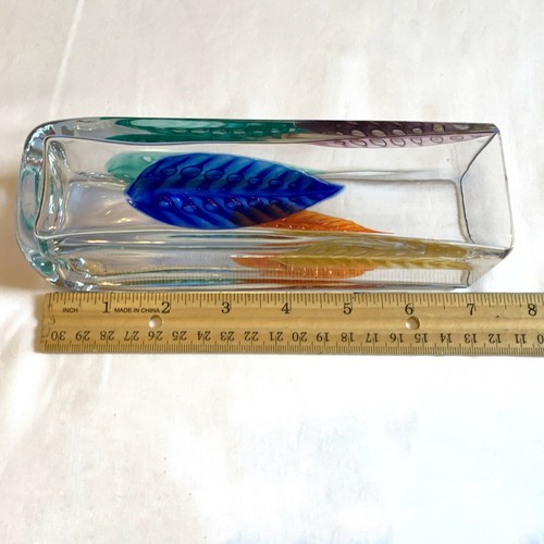 Dansk Burchetta Vintage Art Glass Vase Multicolored Leaves eBay