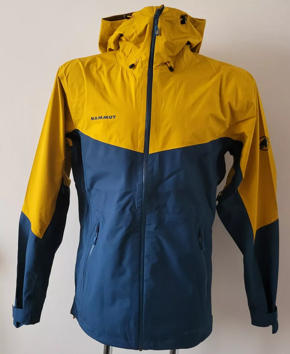 Mammut Gore-tex membrane Men Rain Waterproof Blue/Yellow Jacket size Medium