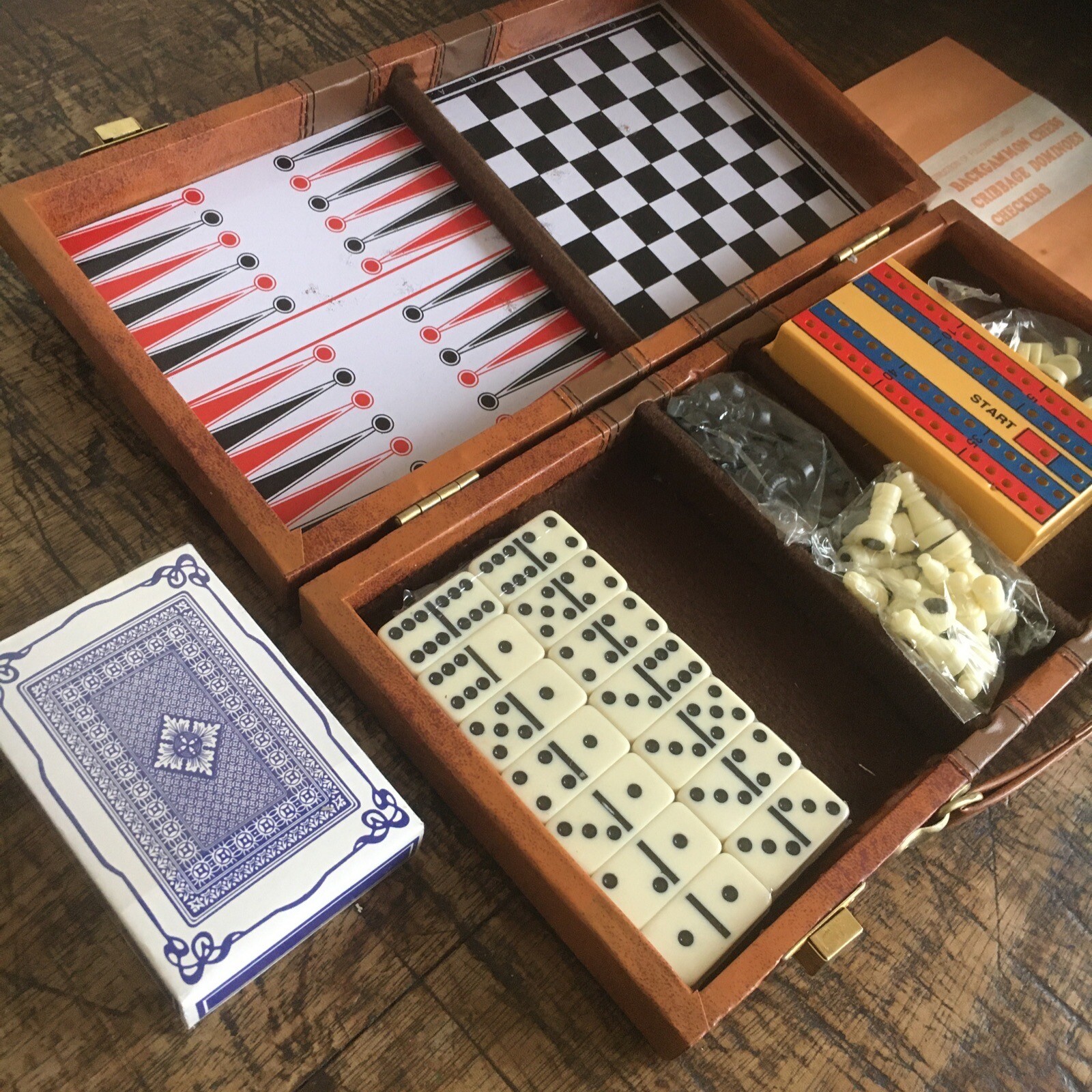 Vintage Travel Games Compendium Set Chess Etc eBay