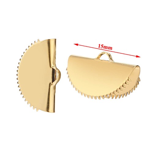 Gold tone stainless steel Necklace Bracelet Ends Bead Caps Clasp Cord End Clamp - Picture 4 of 6