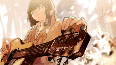 Anime loundraw girls guitar short hair yamaha plectrum Playmat Game Mat Desk