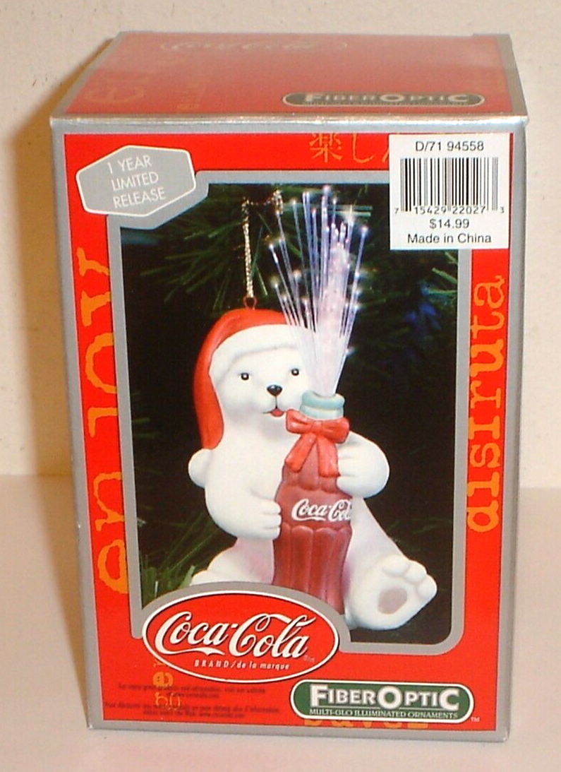 CocaCola Fiber Optic MultiGlo Illuminated Polar Bear & Coke Bottle