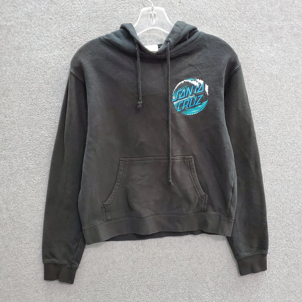 Santa Cruz Women Sweatshirt Small Black Logo Hoodie Ocean Waves