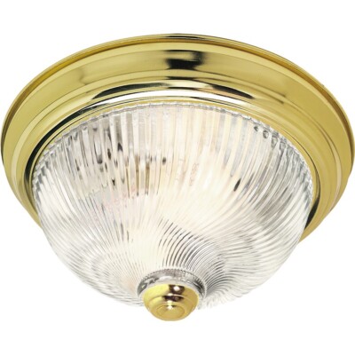 Nuvo 2 Light 11'' Flush Mount, Clear Swirl Glass, Polished Brass - SF76-024
