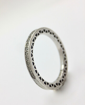 Authentic Radiant Hearts of Pandora Ring 191011 Sterling Silver Size ALE  54
