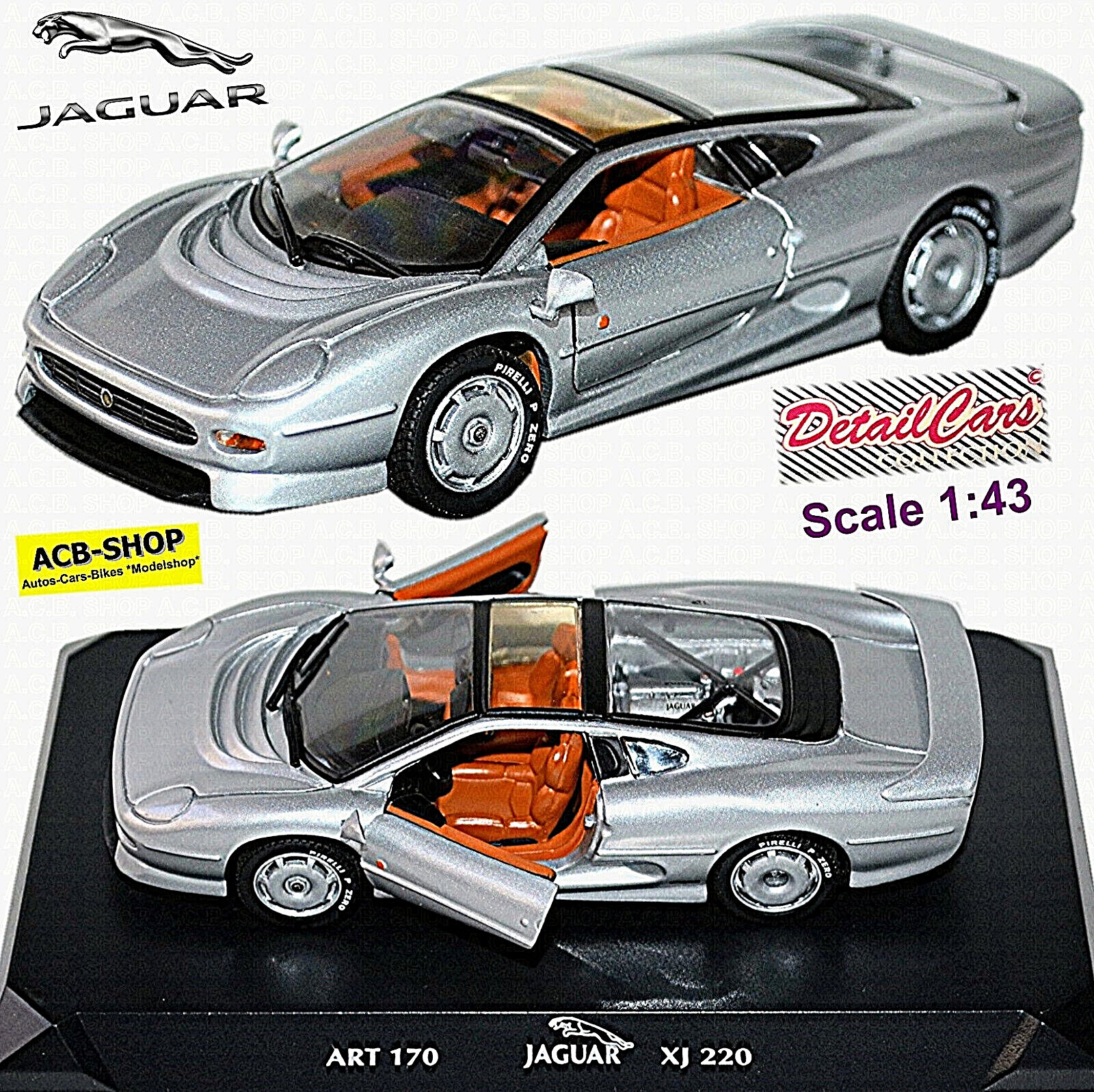 Jaguar XJ 220 Coupe 1992-94 Silver Metallic 1:43 Detail Cars