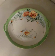 Vintage Nippon Hand Painted Porcelain 10 1/2" Plate, Double Handled