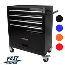 4-drawer multi-tool trolley on wheels  lockable Powder-coated steel