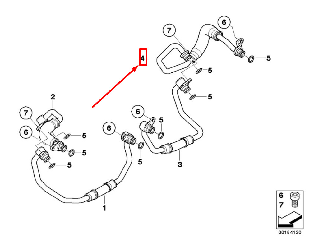 NEW BMW 7 F01, F02 LINE RETURN COOLING TURBOCHARGER 11537563707  
