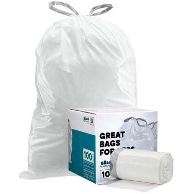 Plasticplace Custom Fit Trash Bags Compatible with simplehuman Code U, 100 Count