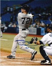 SLADE HEATHCOTT  NEW YORK YANKEES   ACTION SIGNED 8x10