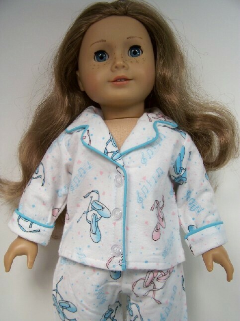 Ballerina Slipper Flannel Pjs Pajamas Doll Clothes For 18&rdquo; American Girl (Debs)