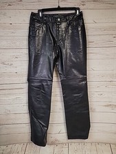 VTG Gap Boot Cut Genuine Leather Pants Women  s 6 Black Mid Rise Y2K Biker Pocket
