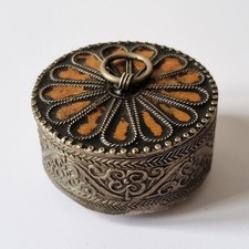 Antike Berber / Kabylen Dose - bunt emailliert, Handarbeit um 1900, Afrika - rar